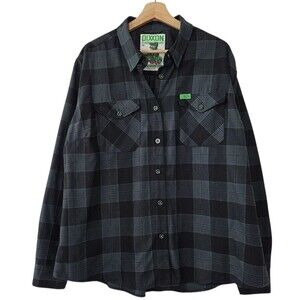 Dixxon Flannel Co. Gray Black Plaid Long Sleeve Mens Button Down Shirt